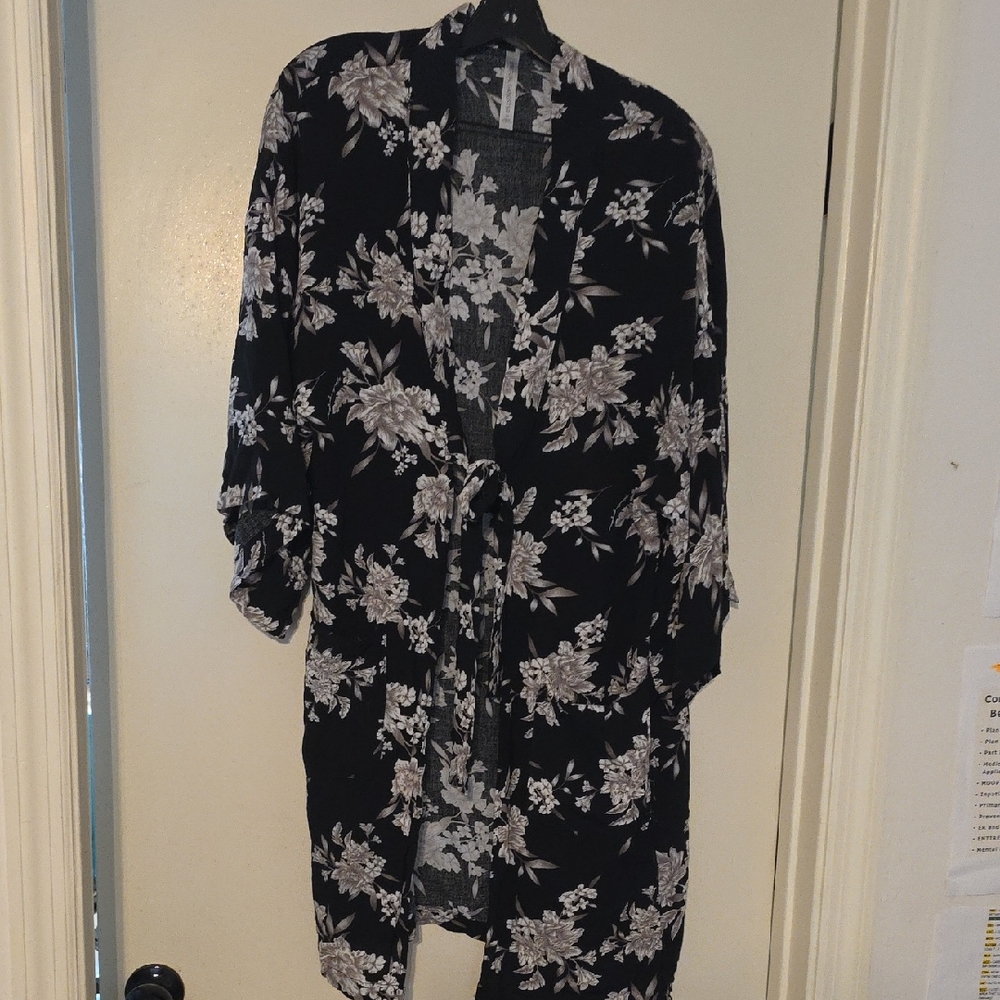 Black Floral Kimono Cover-Up